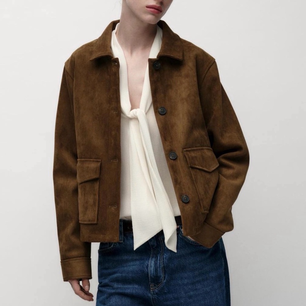 NWOT Zara Women's Classic Black Faux Suede jacket